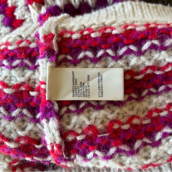 Rebecca Minkoff Red Stripe Chunky Knit Wool Blend Sweater Size Med - Picture 16 of 16